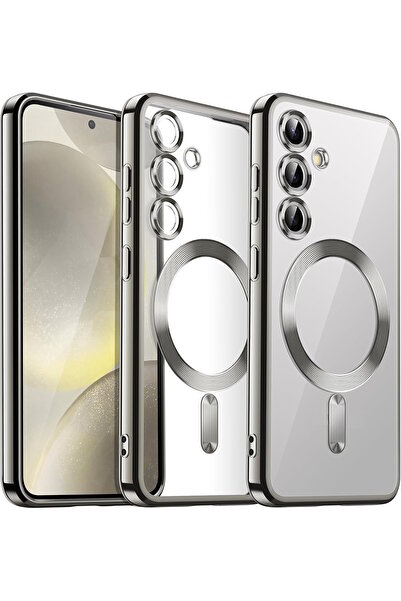 m.tk moveteck Samsung Galaxy A56 Kılıf Magsafe Wirelles Şarj Destekli Parlak Renkli Kenarlı Arkası Şeffaf Silikon