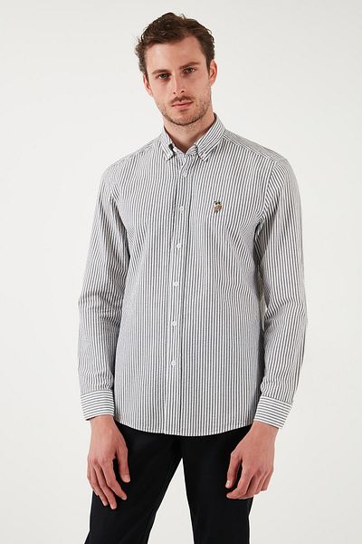 U.S. Polo Assn. ΒΑΣΗ. Πόλο ριγέ βαμβακερό πουκάμισο με κουμπιά γιακά ανδρικό πουκάμισο G081SZ0042103065
