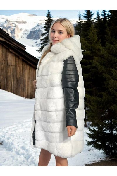 MODA Women's Genuine Leather and Faux Fur - White