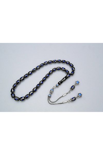 Skygo Oltu Stone Triple Fountain Blue Processing Capsule Rosary