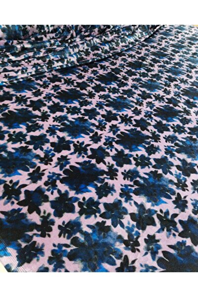 Kumaş Parça Ліла Лациверт Перламутровий Оксамит - З мотивом лілії, 150 см ширина