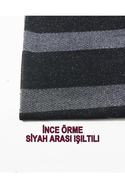 Kumaş Parça Black Gray Glittery Thin Knitted Fabric Width: 180 cm