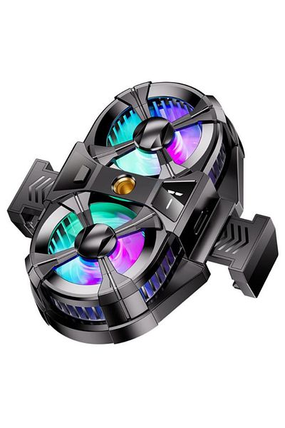 REDz Accessories Cooler Dual Phone XO-SL04, 3 Speed Fan, Clamp Fixing, RGB LED, Black