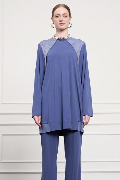 Nuss Modal Combed Cotton Trouser Suit 1038 Indigo