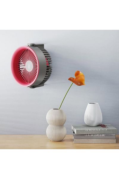 REDz Accessories Ventilator de birou/perete XO-MF86, baterie de 3600mAh, 4 viteze, roz
