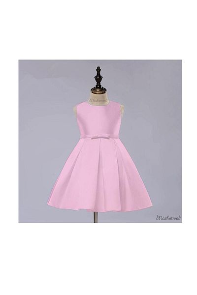 Mashotrend Shiny Fabric Girls' Evening Dress with Ribbons - Children's Evening Dress - Graduation Dress - Girls' Dress