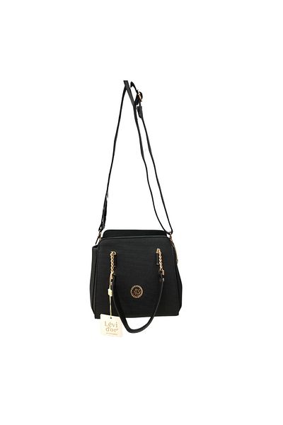 Levidor Black Fabric Look Handbag