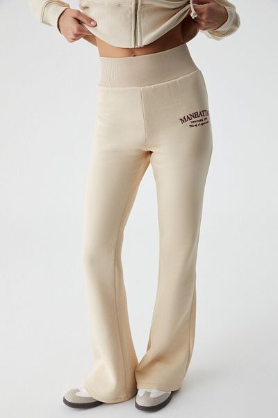 GRIMELANGE Iressen Women's Embroidery Patterned Regular Fit Stone Color Sweatpants