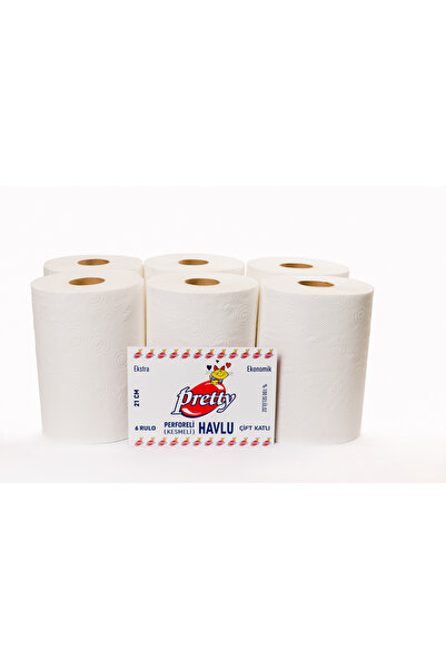 Pretty PERFORELİ (KESİKLİ) KAĞIT HAVLU 21 cm 6 Rulo (2,5kg)