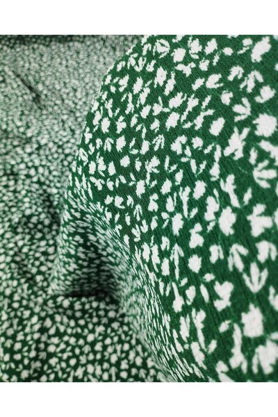 Kumaş Parça 150 εκ. Πράσινο Λευκό Λουλουδάτο Τζέρσεϊ - Ζωντανό Επάνω μέρος με...