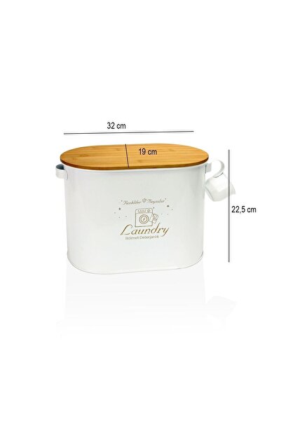 Laundry Металева двосекційна коробка для миючих засобів з кришкою та мірною шкалою, об'єм 12 літрів Lr011