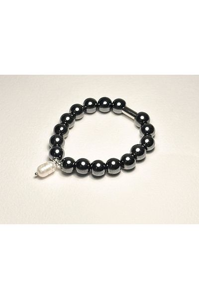 Skygo Pearl Hematite Rubber Bracelet