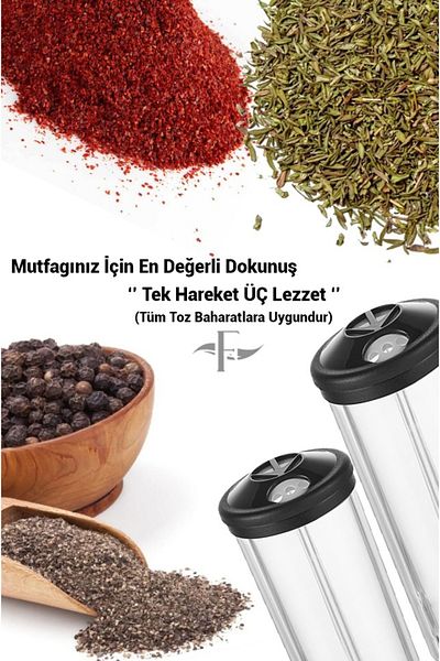 Demir Çeyiz Dmr Life Salt Shaker Three Compartment Spice Rack One Movement Three Flavors Practical and Fast Use