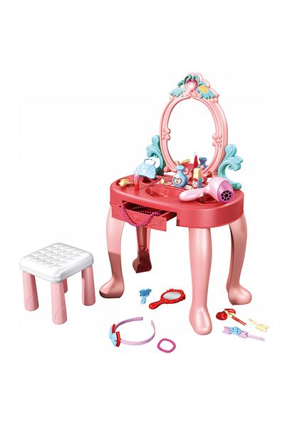 Fitness World 31 Pieces Plastic Pretend Makeup Table Toy with Realistic Sounds for Girls with Mini Chair