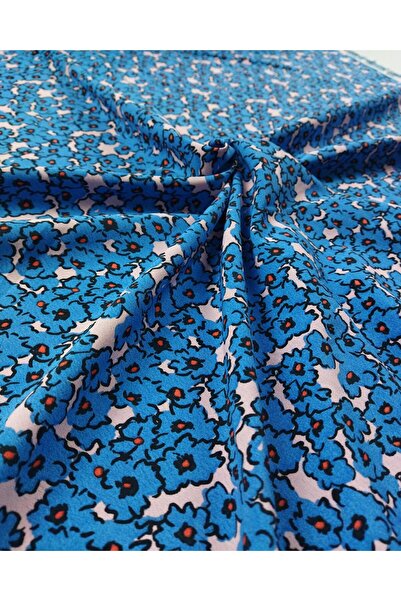 Kumaş Parça 150 см креп з рожево-блакитним квітковим візерунком