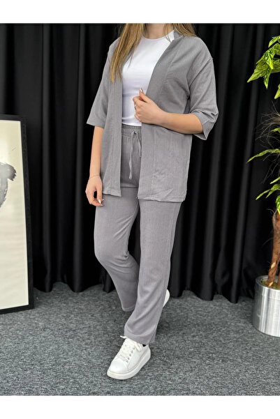 Revasser Women's Special Design Kimono Wrap Fabric Bottom Top Open Front Set