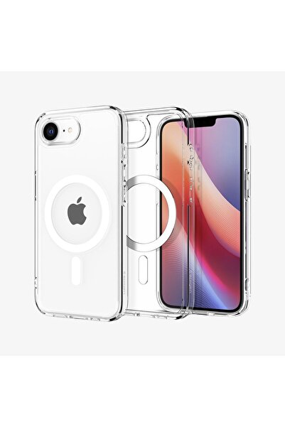 Spigen iPhone 16e Kılıf Crystal Hybrid MagFit MagSafe özellikli Clear White -...