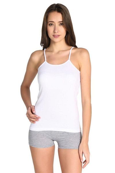 Pardon 3 Pieces Women's White Cotton Ribbed Stringed Undershirt // 3 Pieces