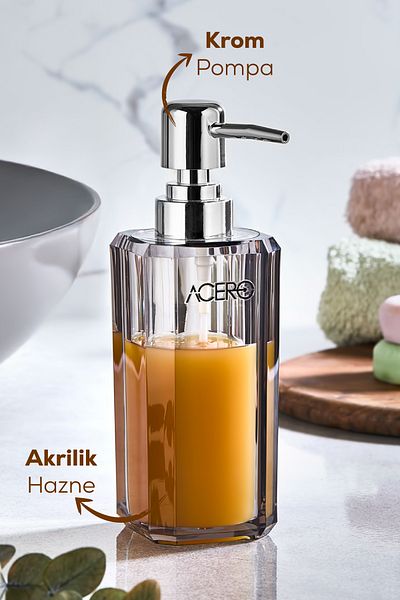 Vienev Acrylic Liquid Soap Dispenser 215 ml Transparent Anthracite 1990