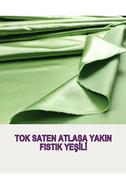 Kumaş Parça Tok din satin verde fistic - Atlasa Close Color (lățime 150 cm x lungime 200 cm)