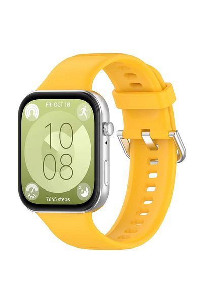 REDz Accessories Curea sport din silicon, compatibilă cu Huawei Watch Fit 3, subțire, reglabilă, galbenă