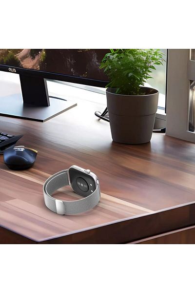 REDz Accessories Curea Milanese, Compatibilă cu Huawei Watch Fit 3, Magnetică, Material Metalizat, Argintie