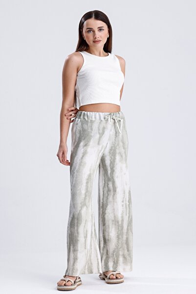 MD trend Жіночі широкі штани з еластичним поясом і жіночим візерунком