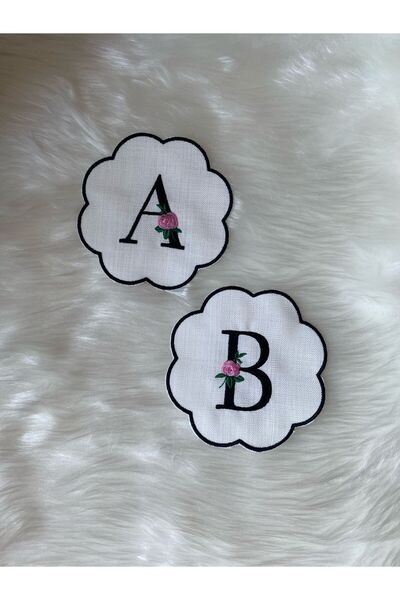 Store Kişiye Özel Harfli Gül Detaylı Kahve Sunum Peçetesi 2li