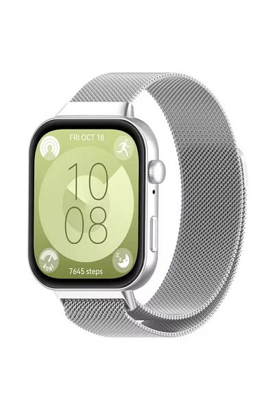REDz Accessories Curea Milanese, Compatibilă cu Huawei Watch Fit 3, Magnetică, Material Metalizat, Argintie