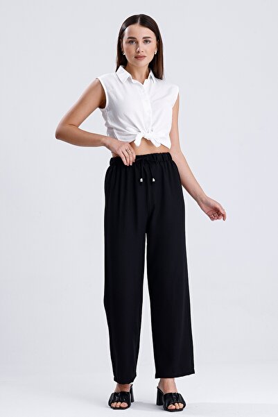 MD trend Women's Elastic Waist Drawstring Pipe Leg Trousers