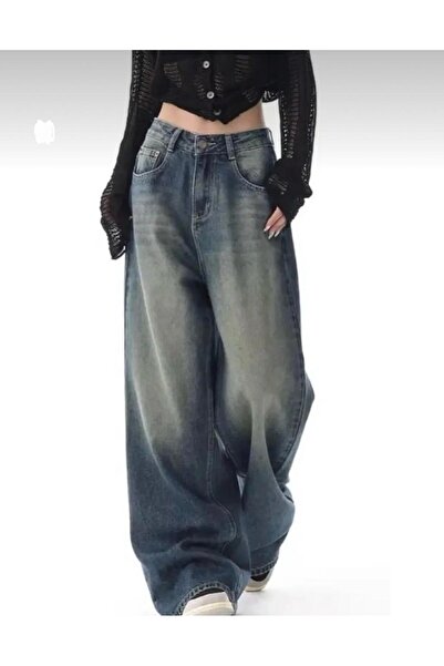 Genel Markalar BAGGY JEAN PANTALON YEŞİL TİNT YIKAMALI