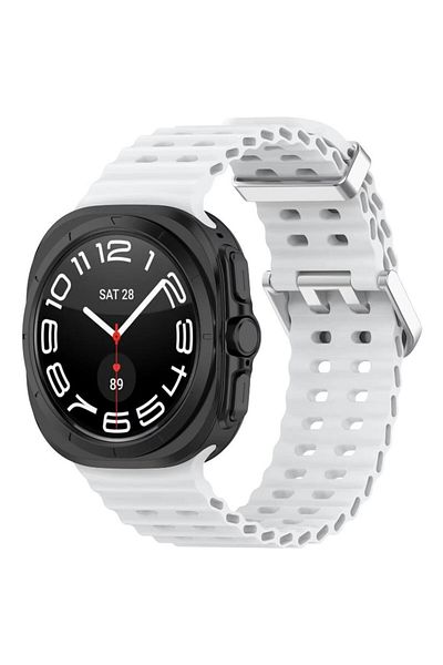 REDz Accessories Ocean Wave Strap, Sport Design, Compatible with Samsung Galaxy Watch Ultra 47mm, Silicone, White