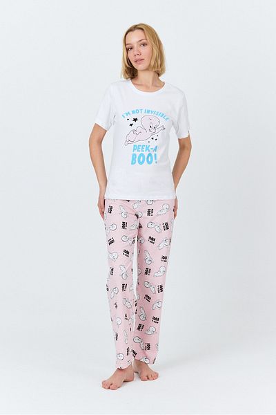 macharel jeans Women's Short Sleeve Printed Pajama Set