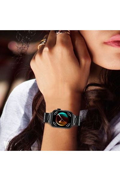 REDz Accessories Curea Classic Link pentru Huawei Watch Fit 3, aspect business, metalică, neagră