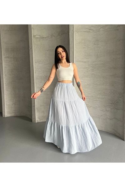 İLKCET MODA Fusta lungă din țesătură de muselină stratificată