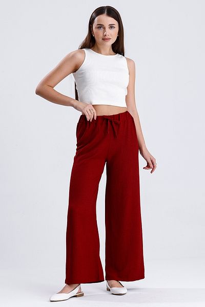 MD trend Pantaloni largi Raschel cu șireturi de damă