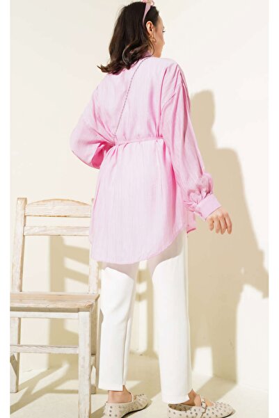 Moda Neva Μακρυμάνικο πουκάμισο με ρόμπα και ζώνη