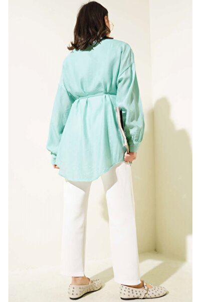 Moda Neva Сорочка з довгими рукавами, з шнурком і поясом