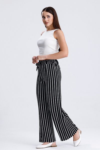 MD trend Women's Patterned Elastic Waist Loose Trousers