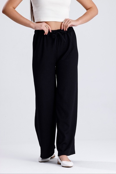 MD trend Women's Lace-Up Raschel Loose Pants