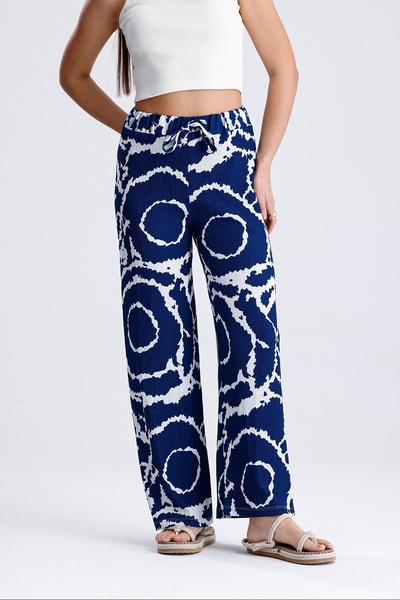 MD trend Жіночі широкі штани з еластичним поясом і жіночим візерунком