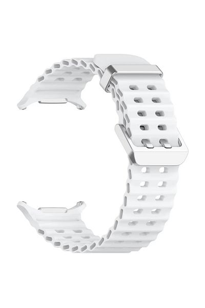 REDz Accessories Ocean Wave Strap, Sport Design, Compatible with Samsung Galaxy Watch Ultra 47mm, Silicone, White