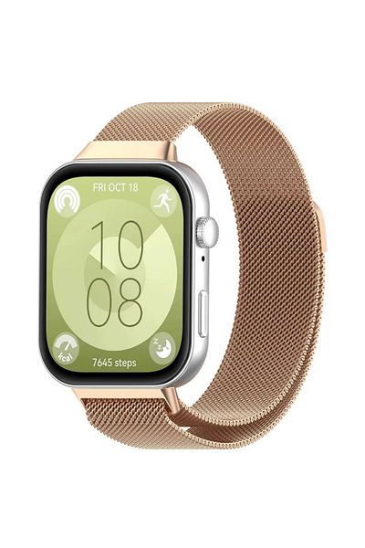 REDz Accessories Curea Milanese, pentru Huawei Watch Fit 3, magnetică, material metalic, roz-auriu