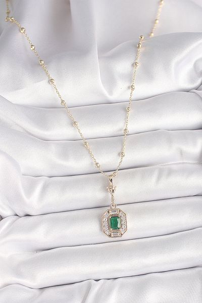 Skygo Brass Gold Color Zircon Stone Topcuk Chain Serenay Model Women's Necklace - Tj-Bko9902