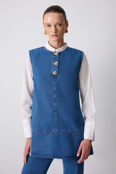 Touché Privé Gold Buttoned Denim Tunic
