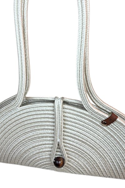 MaVaux Mia Natural Wooden Beaded Straw Look Shoulder Bag