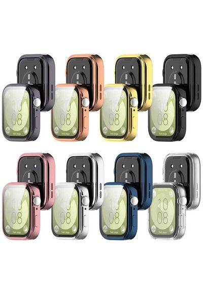 REDz Accessories Full Body Case, Compatible with Huawei Watch Fit 3, Screen Protector, Silicone, Transparent