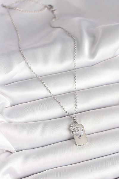 Skygo 316L Steel Silver Color Chain Zircon Stone Clover Model Women's Necklace - Tj-Bko9955