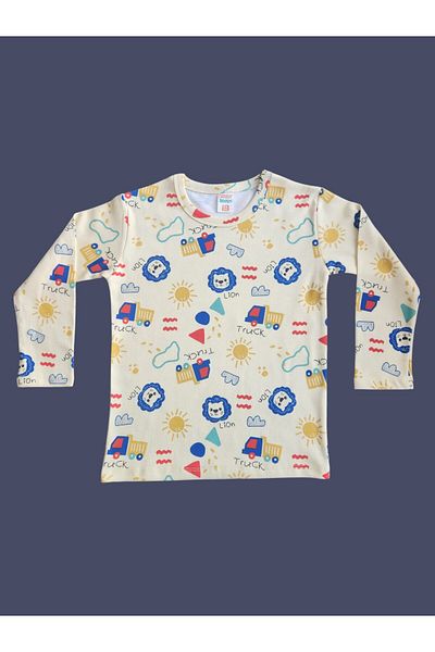 çamaşır bahçesi kendinize iyi bakın Long Sleeve Patterned Children's Pajama Set # Printedchildren's Pajamasuit # Laundry Yard # Trucksleepwear