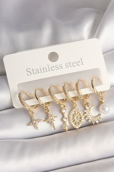 Skygo Brass Gold Color Zircon Stone Star Model Women's Earring Set - Tj-Bkp10426
